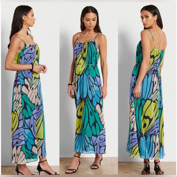 NWT - Sam Edelman Women’s Butterfly Print Strappy Maxi Dress - Size L - Picture 2 of 12